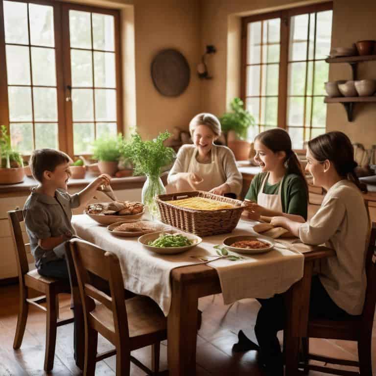 Family dinner conversations at table