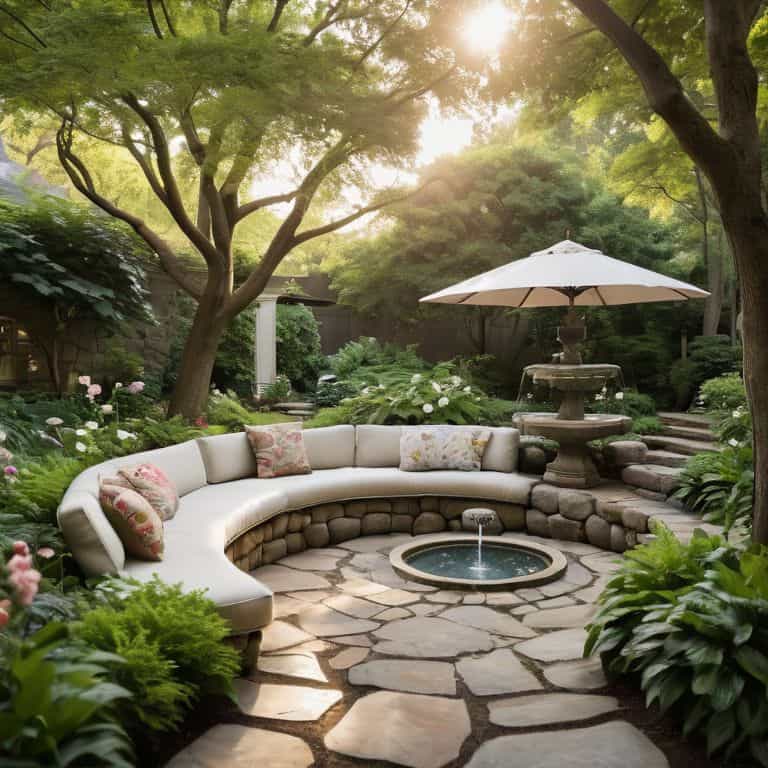 Serene garden oasis outdoor retreat scene