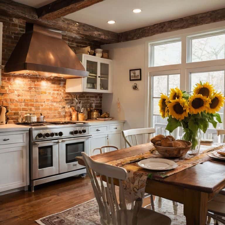 Cozy warm kitchen interior scene