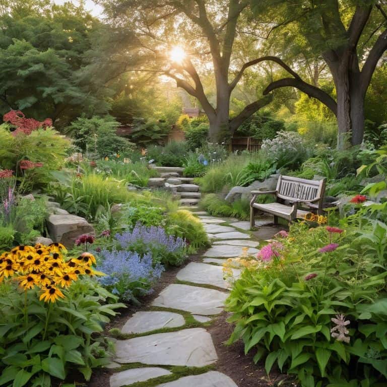 Wildlife-friendly garden with natural habitats