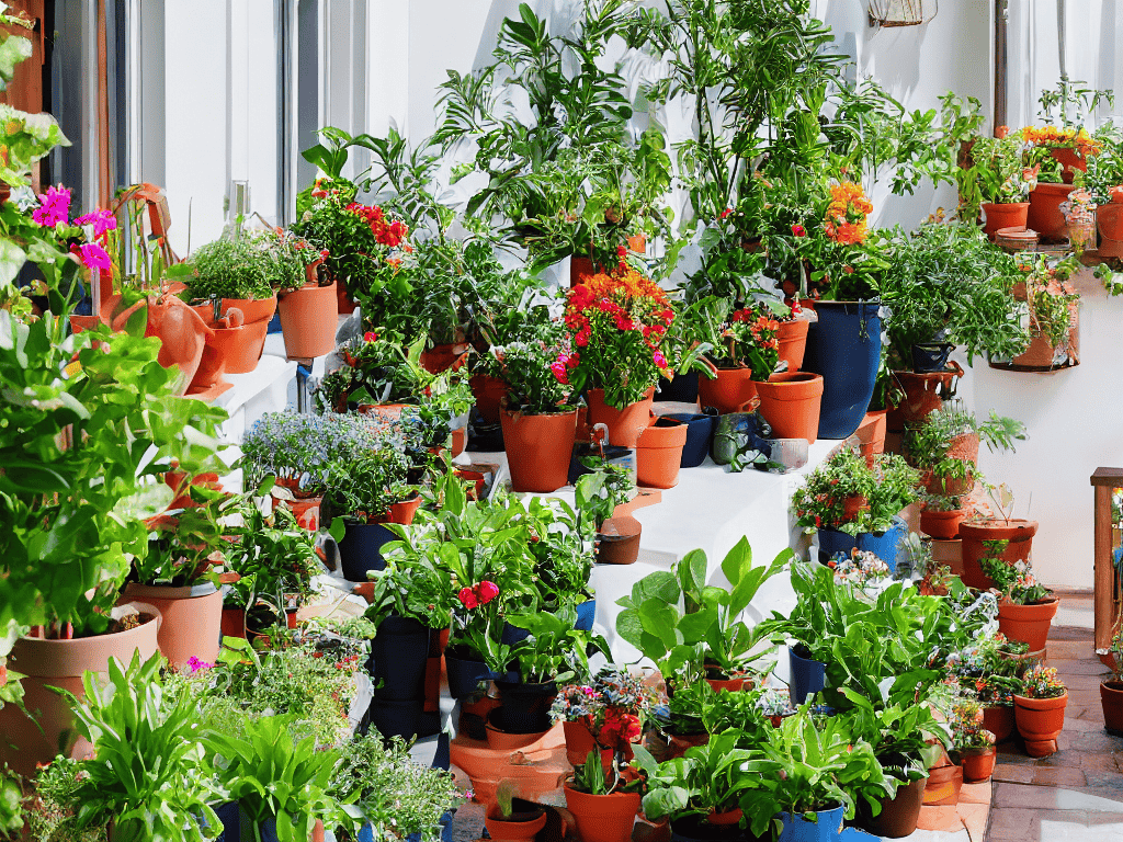 Beginner's container garden on balcony