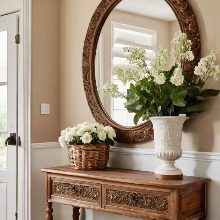 Entryway decor with modern artwork