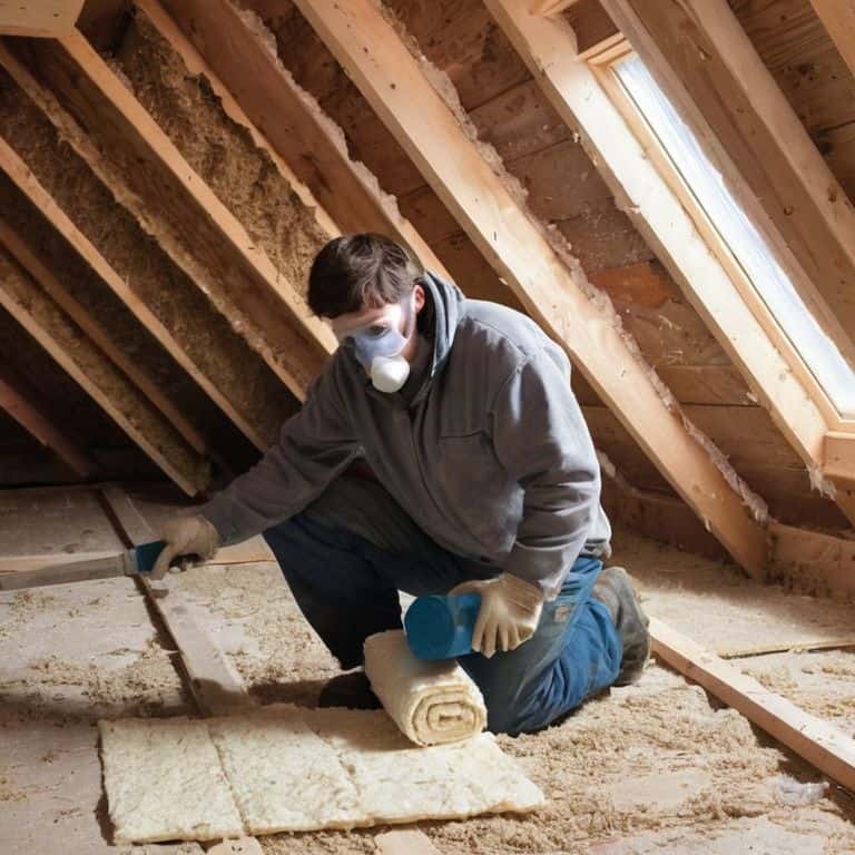 Insulating attic with fiberglass insulation