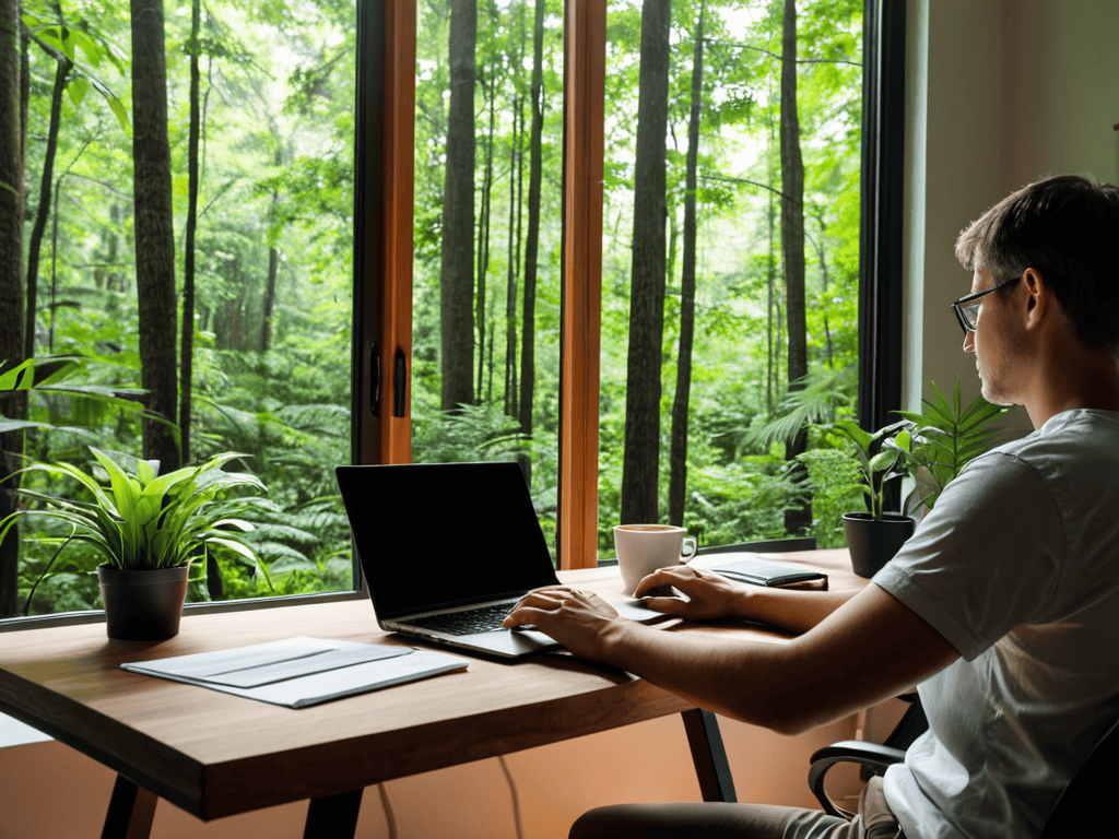 Remote work modern office setup