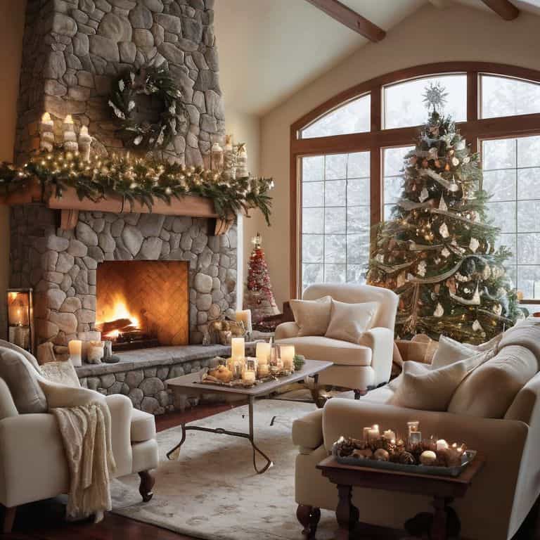 Winter living room decor scene