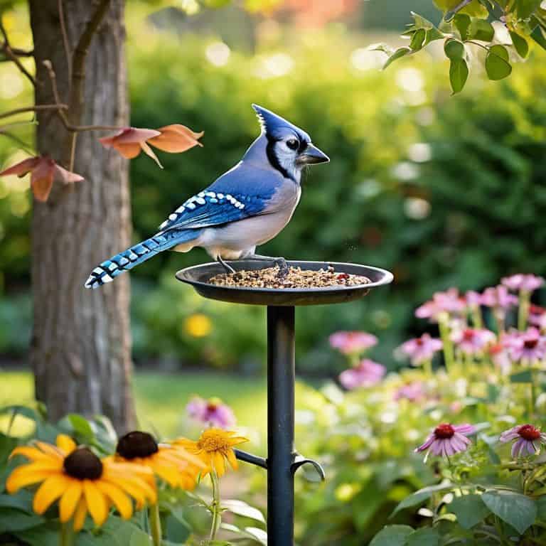 Bird-friendly garden with flowers