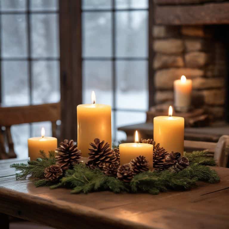 Natural beeswax candles in warm light