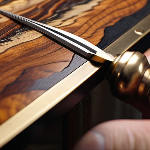 Precision cutting of mixed media veneers and brass.